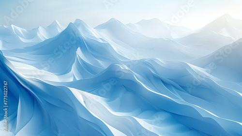 Arrière-plan contemporain en 3D avec reliefs et courbes, tons bleu glacier, effets strates géologiques, relief de montagne et paysage abstrait