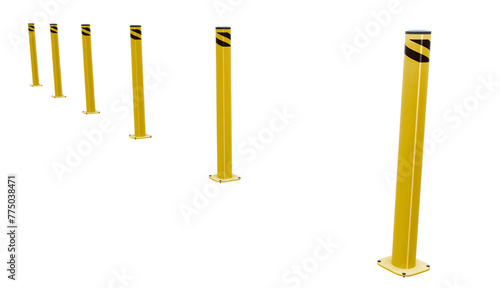 Secure Factory Zones: These 3D traffic bollards (black & yellow) mark safe zones within factories, both indoors and outdoors