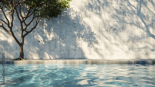 Nature-Inspired Concrete Wall Mockup: Reflecting Pool and Tree Shadow