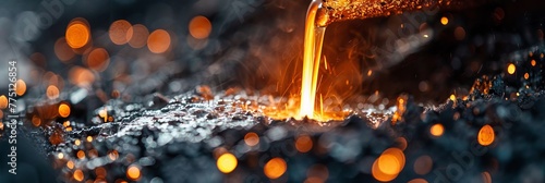 A macro shot of molten metal being poured into a mold, illustrating the foundational step in metal casting