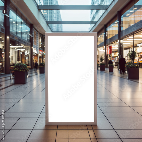 Blank floor sign in a busy mall