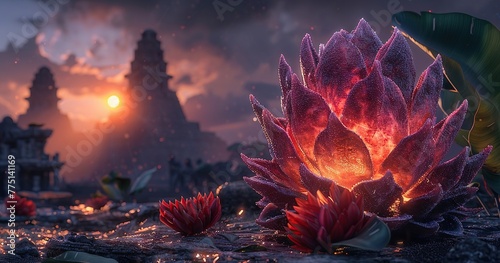 Dragonfruit, glowing scales, symbol of immortality, surrounded by ancient ruins, under a moonlit sky, with a mystical vibe, 3D render