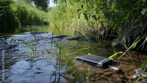 Bioacoustic monitoring of ecosystems, showcasing the use of sound technology to assess environmental health no splash