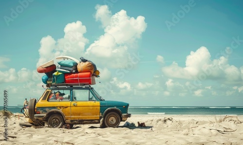 Car fully packed for summer vacation