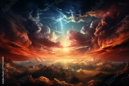 Photo wallpaper conceptual image made with generative AI of magic sky way to heaven