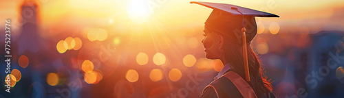 Sunrise illuminates graduation, an ascent marked by ambition and new horizons