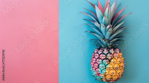 Colorful pineapple on a dual background