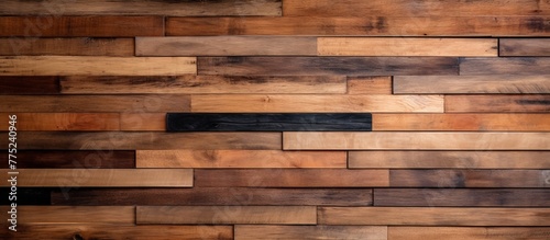 Wooden wall in close proximity displaying a prominent black metal bar across its surface