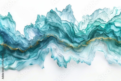 Abstract painting of blue and green waves, suitable for home decor