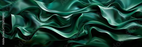 A sleek, one-color background in elegant emerald green, where geometric forms appear to ripple and undulate, resembling the gentle movement of liquid