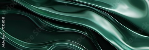 A sleek, one-color background in elegant emerald green, where geometric forms appear to ripple and undulate, resembling the gentle movement of liquid