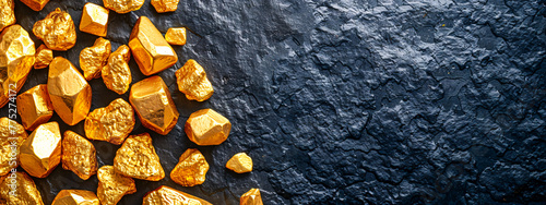 Heap of gold nuggets, concept of wealth and precious metal mining