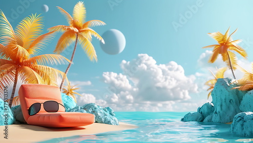summer theme background on cartoon for summer banner and design. with generative ai
