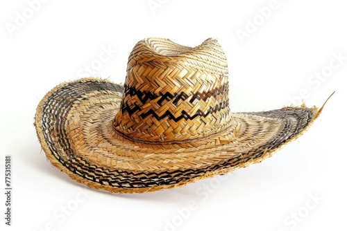 White Straw Sombrero Hat - Summer Fashion Accessory Isolated Object