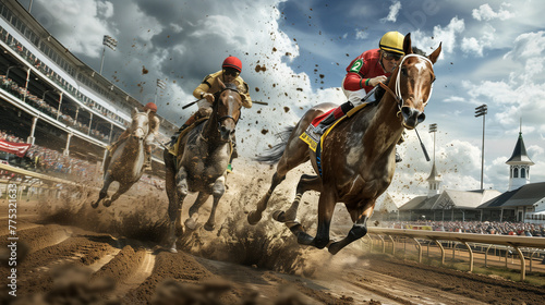 jockey and horses in race
