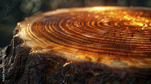 Close up of a cross section of tree rings, wood textures for growth rings in savings.