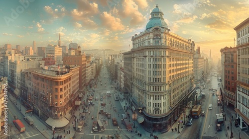 1800s san francisco panoramic cityscape with period architecture in ultra high resolution
