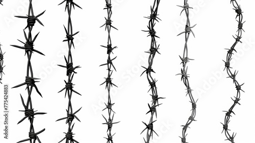 Isolated barbed wire strip over white background