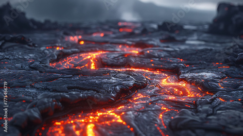 Lava flows carving new paths across the landscape