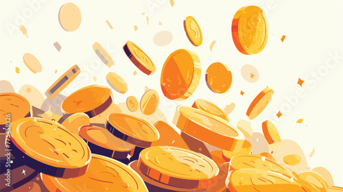 Falling coins. Vector illustration. 2d flat cartoon