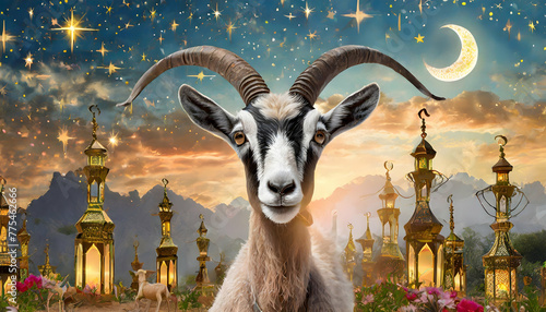 tradition of Eid Al-Adha, featuring goats prepared for sacrifice as a symbol of obedience and faith