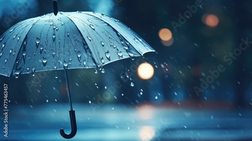 Navigate the rain with a transparent umbrella, water drops splash in the background. Ai Generated.