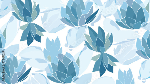 Blue agave vector seamless pattern Flat design of s