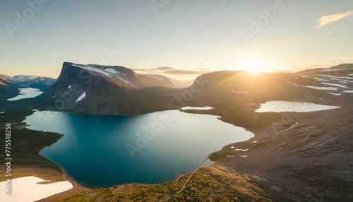 aerial view of gjende lake besseggen ridge jotunheimen national park norway