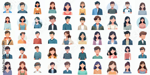 Vector set of avatars. Men and women young people and girls icons