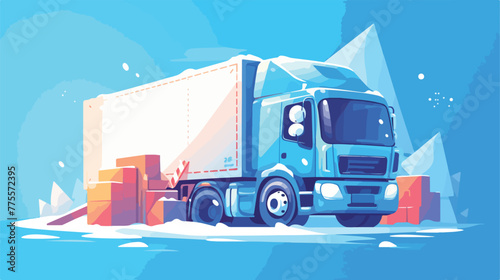 Logistics truck line icon 2d flat cartoon vactor il