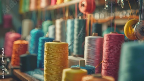 Vibrant sewing threads and needlework tools, displayed in stunning 4K clarity, invite a closer look at the tailor's craft