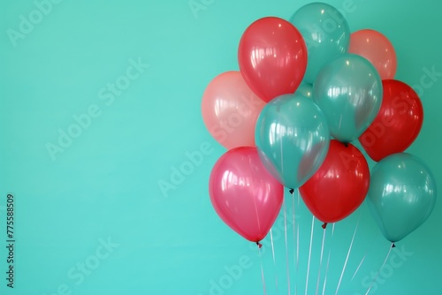 Balloons in front of a blue background