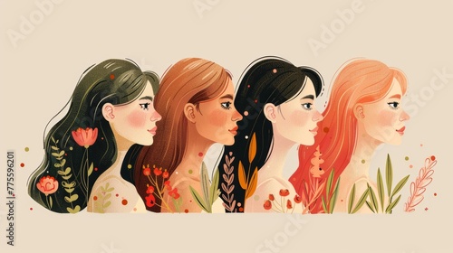 International Women's Day Celebration with Powerful Female Illustrations Generative AI