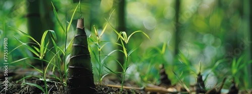 Bamboo shoot grow in the earth, The color is simple and fresh, The feeling of spring
