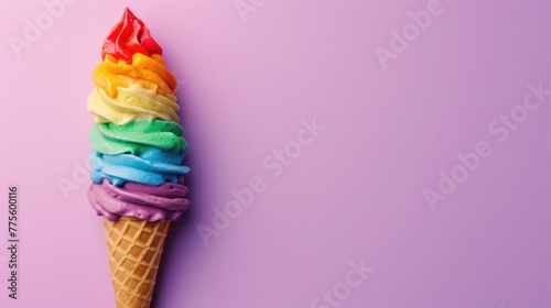 Multicolored Ice Cream Cone on Purple