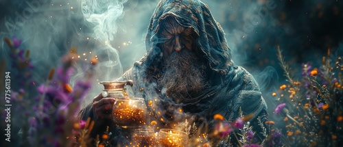 Witch doctor brewing the elixirs of the ethereal