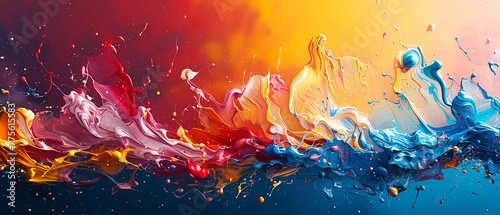 Artists palette with vibrant paint splashes