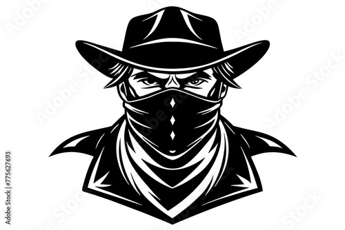 bandit bandana silhouette vector illustration