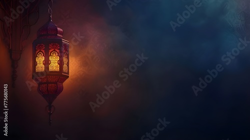 Islamic greeting Eid Mubarak cards for Muslim Holidays. Eid-Ul-Adha festival celebration. Arabic Ramadan Lantern .Decoration lamp, Blurred background, golden bokeh lights. Eid ul Fitr ai generated 