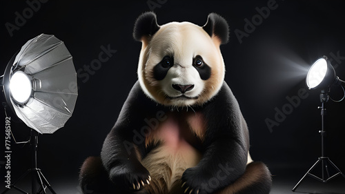 A panda bear with a Parabolic Deep Umbrella Softbox for Strobist Light Modifier Bowens Balcar Bowens Hensel Profoto Studio Flash