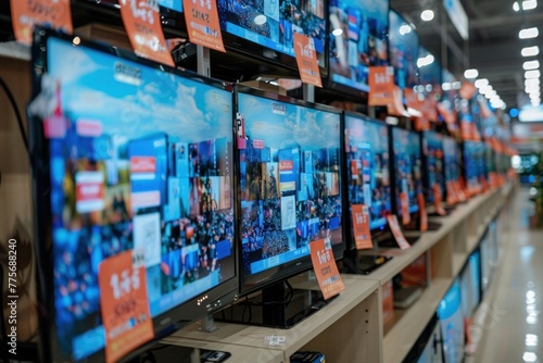 Showcase of the latest television technology with various screen sizes and price ranges.