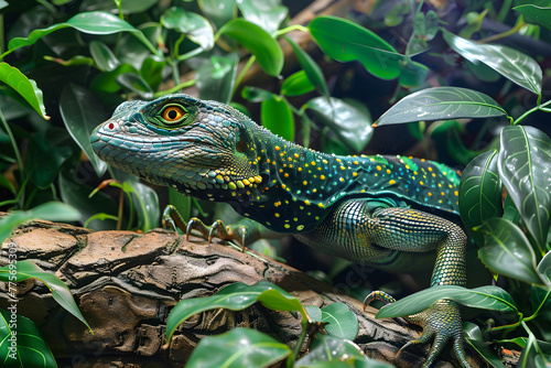 Vibrantly Colored Tropical Lizard showcasing Nature's Magnificent Design and Camouflage Techniques