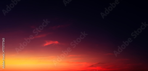 Red Sunset Sky,Cloud over Sea Beach in Evening on Spring,Landscape Dark Night Sky in Orange,Pink,Purple,Blue.Horizon Summer Seascape Golden hour sky with twilight,Dusk sky background