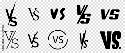Set of versus icons. Design can use for sports, fight, competition, battle, match, game.