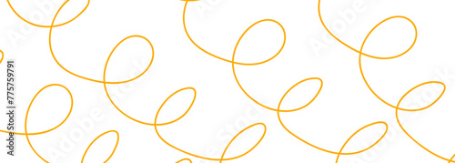 Banner with hand drawn yellow line, doodle pasta. Vector illustration