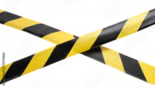 X shape barricade tape on white background with clipping path