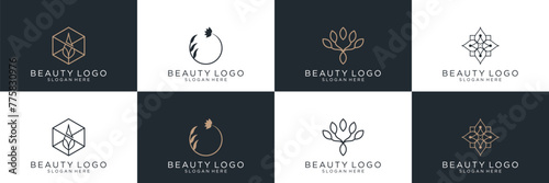 flower logo design. beauty salons, decorations, boutiques, spas, yoga, cosmetic and skin care products. premium