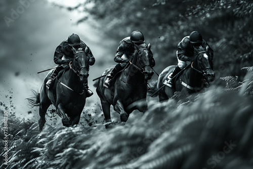 On the edge: Galloping racehorses and their determined jockeys push the limits of speed and endurance, their quest for glory driving them forward with unrelenting intensity-3