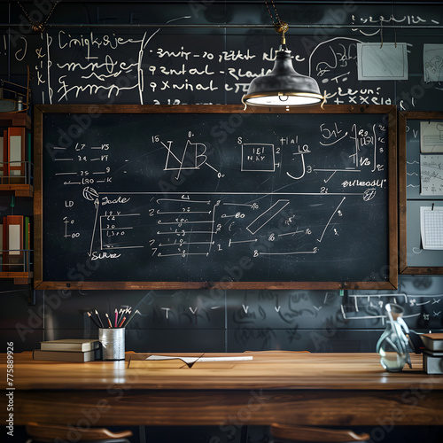 Echoing the Essence of Science: A Chalkboard With The LR Equation & Related Mathematical Concepts