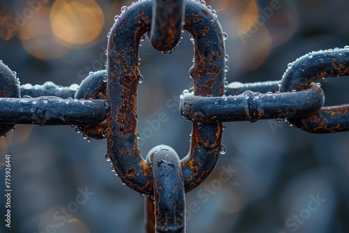 A photo featuring a rusted metal chain set AI Generated 